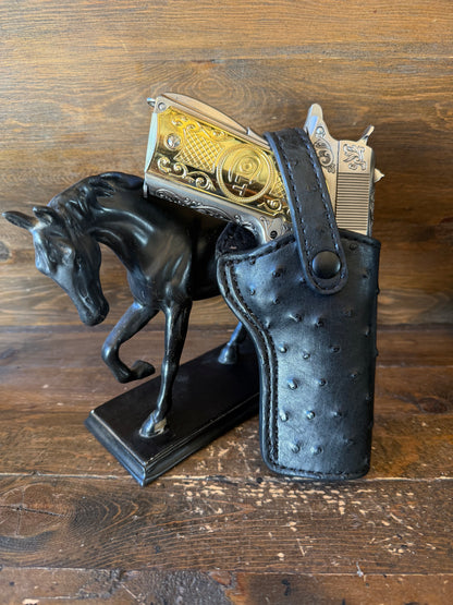 Black Ostrich Skin full size holster