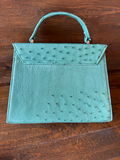 Aqua Green ostrich skin handbag