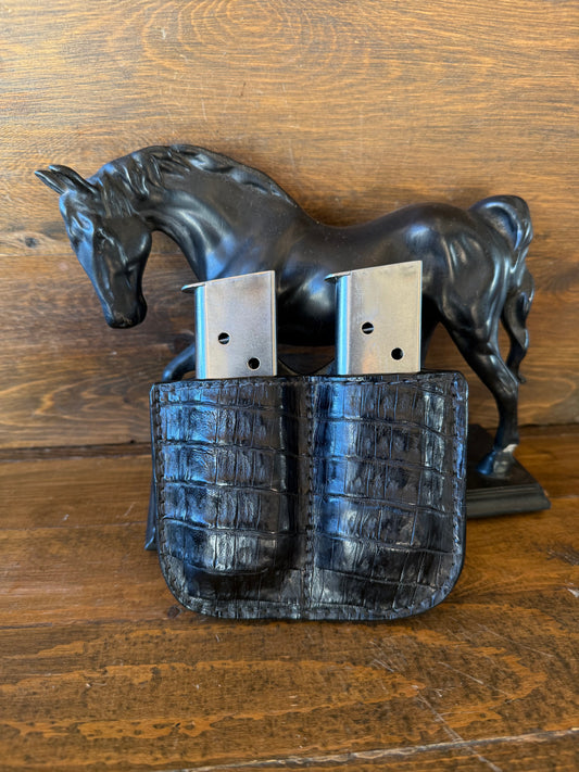Black crocodile 2 magz compact holster (1911)