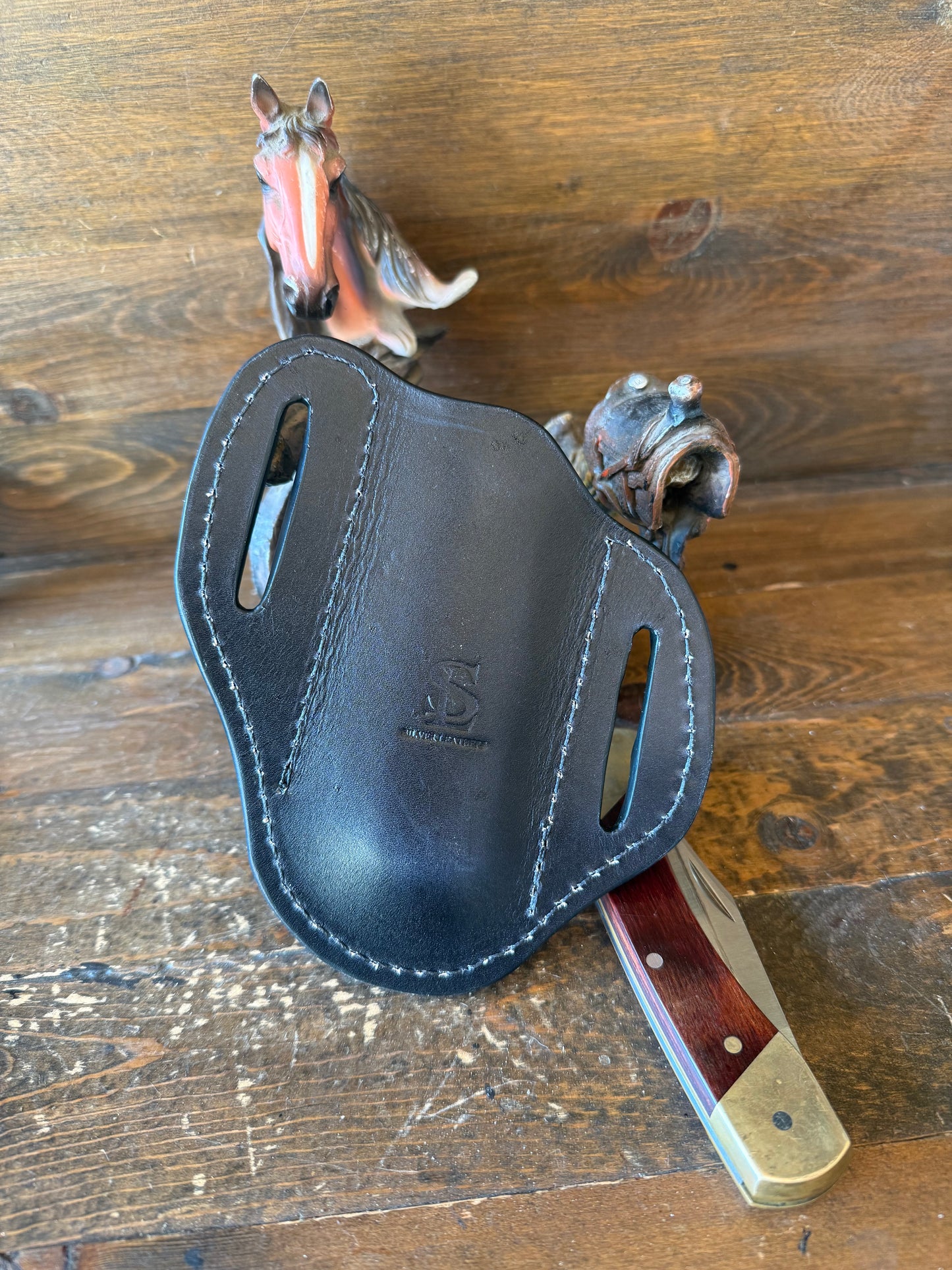 Black Big crocodile belly knife sheath