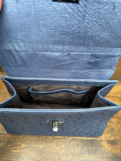 Blue/Gray ostrich skin handbag