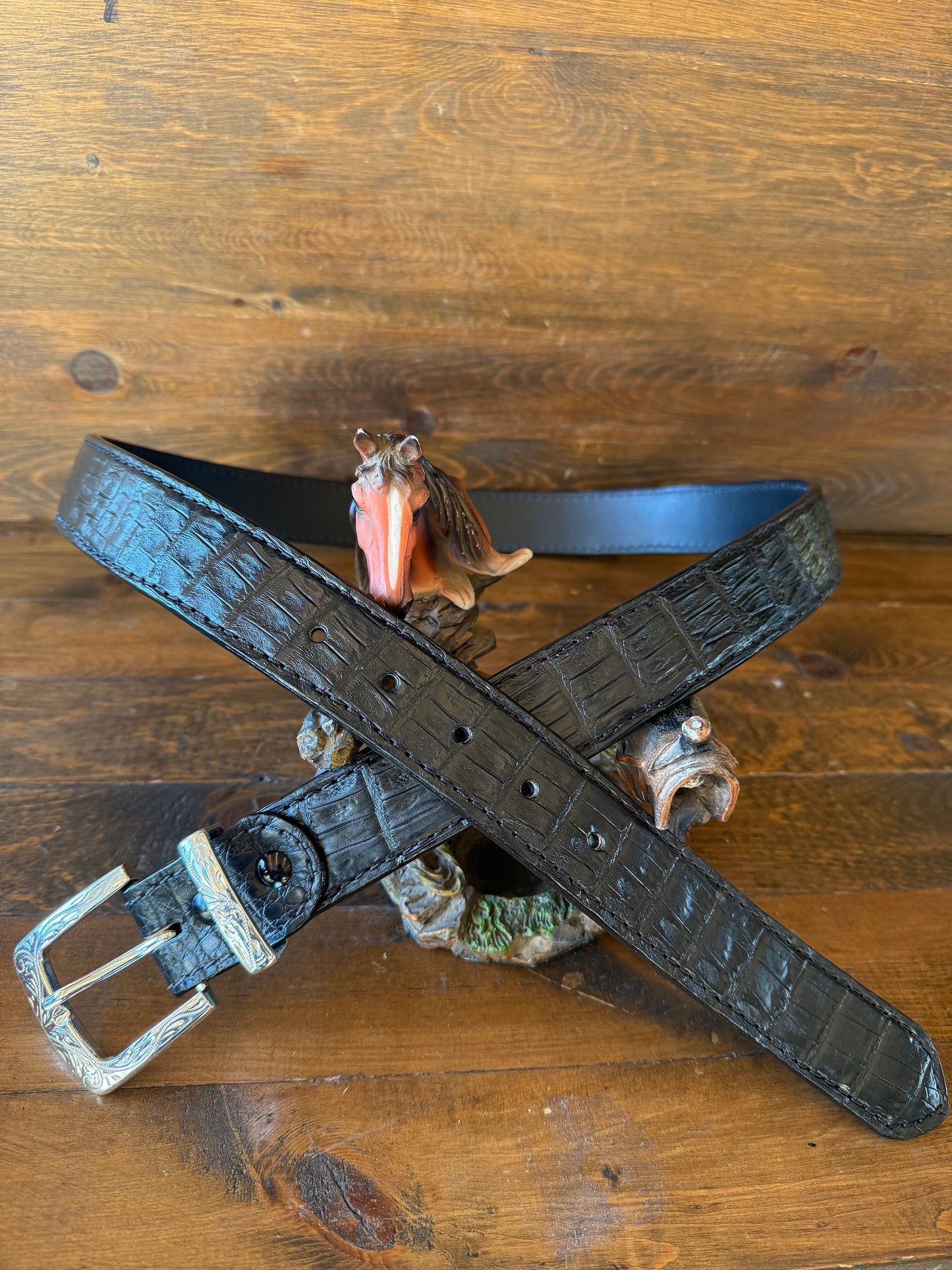 Black caiman/crocodile Belt