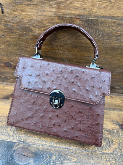 Brown Ostrich skin handbag