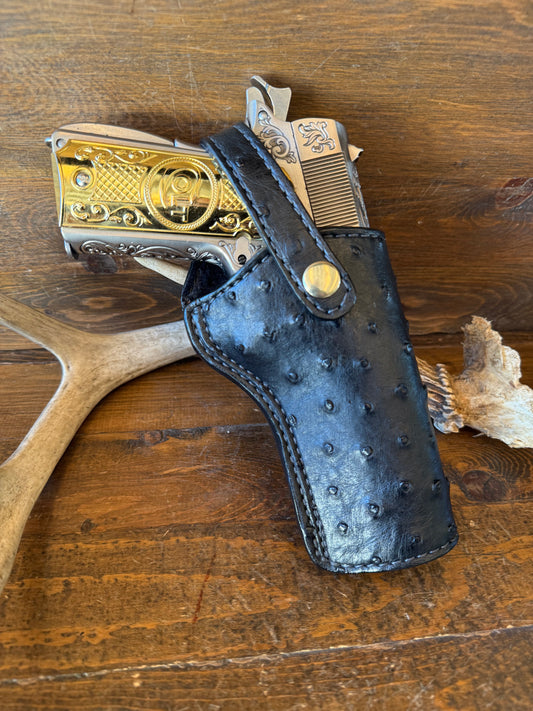 Black/gold ostrich skin full holster (1911) 5”