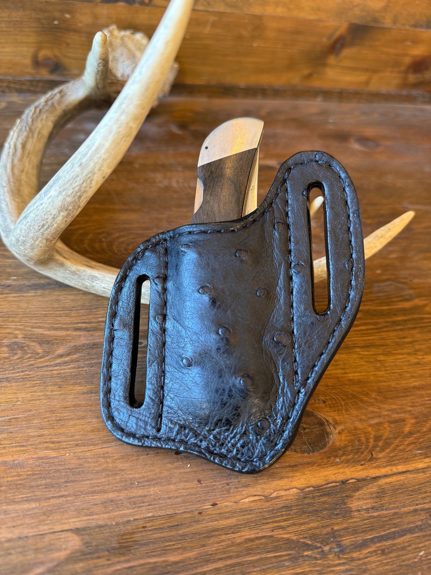 Black ostrich knife sheath