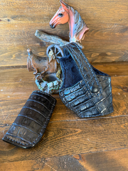 Black crocodile belly compact holster/ 1 magz set (1911)