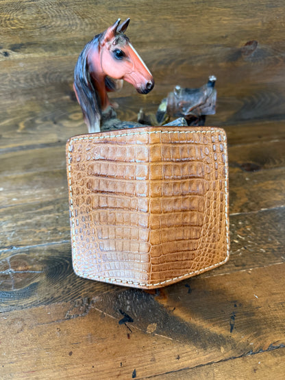 Honey Crocodile skin compact wallet