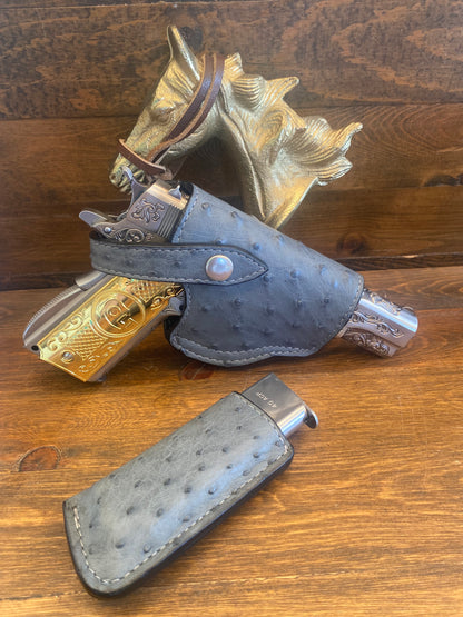 Gray ostrich holster/mag set (1911)