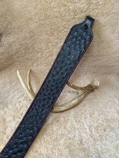 Black/Red ostrich skin luxury rifle sling