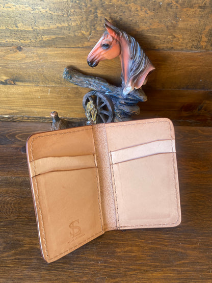 Veg tan stamped compact wallet