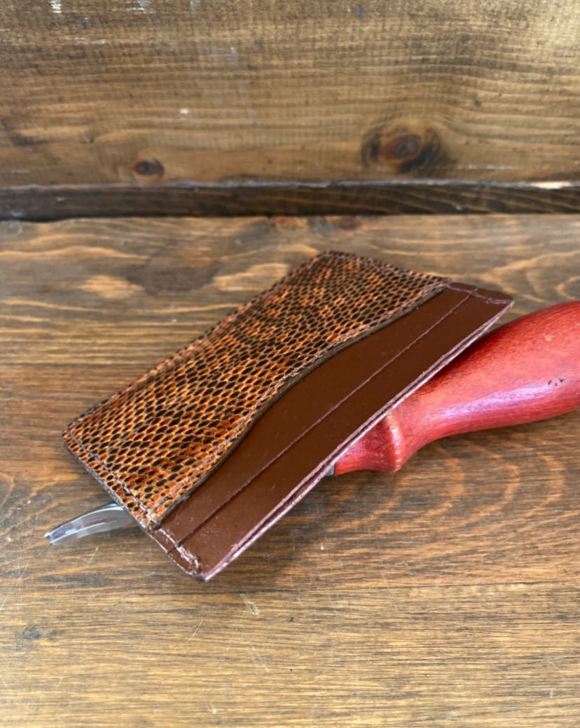 Brown lizard skin cardholder