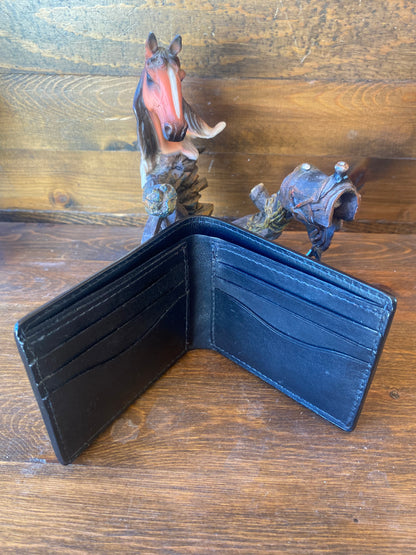 Black ostrich corner wallet