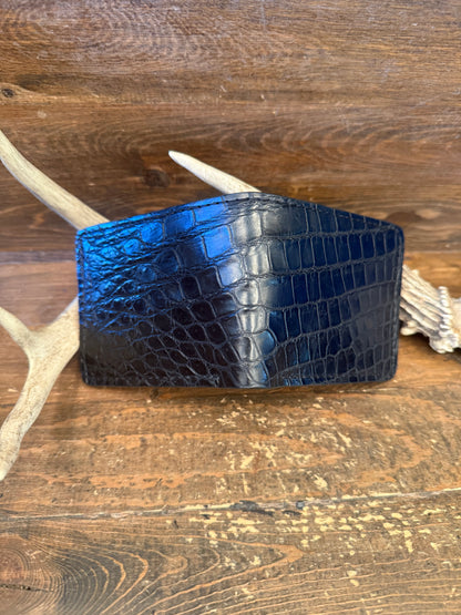 Black Alligator belly skin bifold wallet