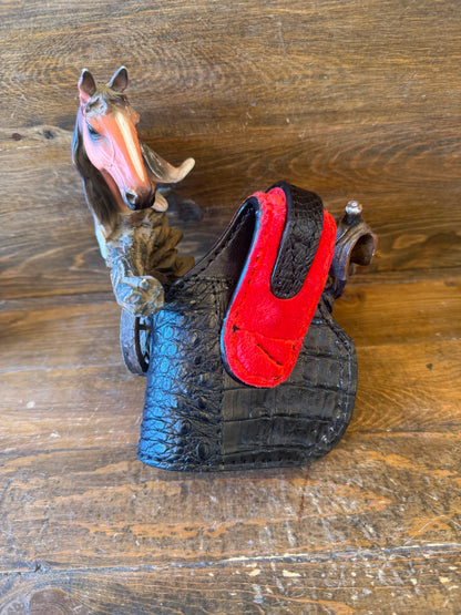 Black/red Crocodile belly skin compact holster ( Glock )