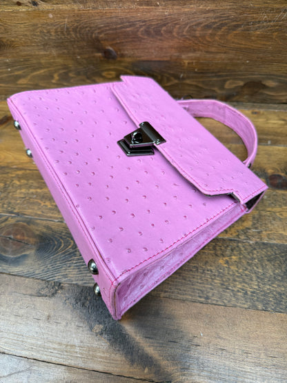 Pink Ostrich skin handbag