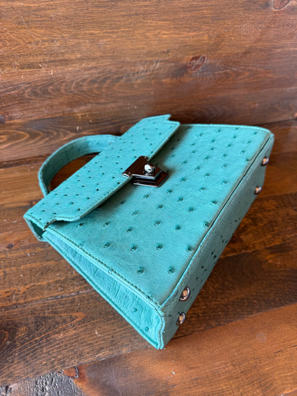 Aqua Green ostrich skin handbag