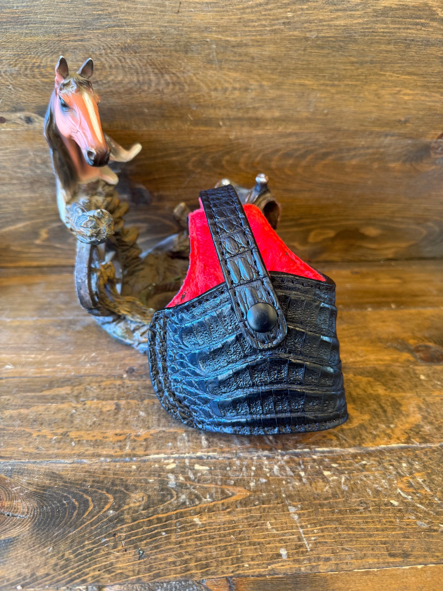 Black/red Crocodile belly skin compact holster ( Glock )
