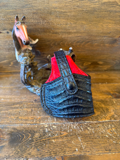 Black/red Crocodile belly skin compact holster ( Glock )