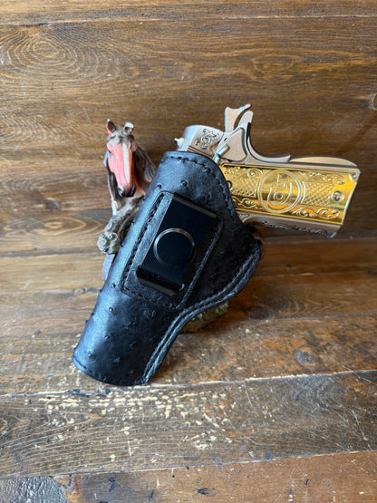 Black ostrich skin full IWB holster (1911 ) 5”. Left-handed