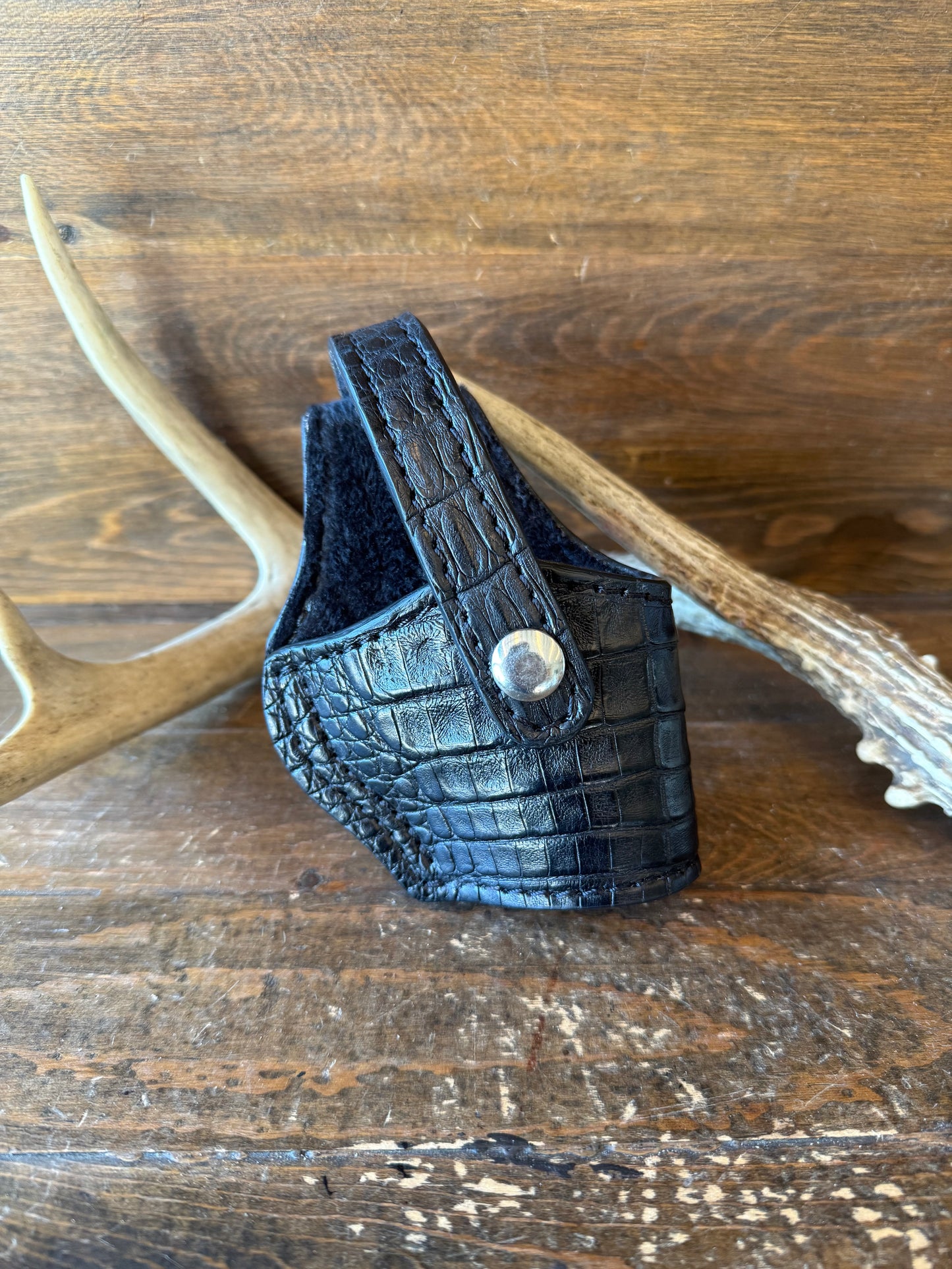 Black/Chrome crocodile belly compact holster. (1911)