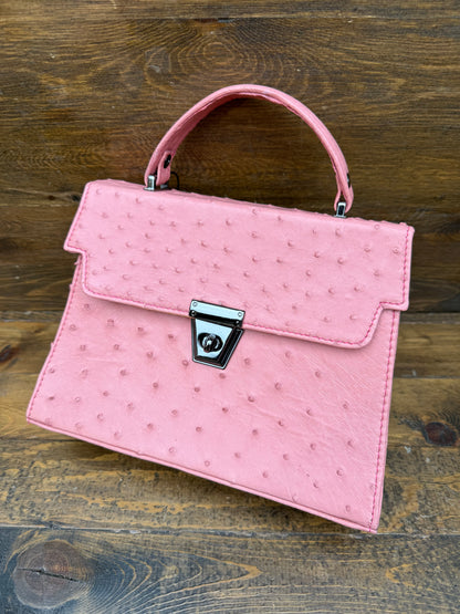 Light pink women’s ostrich handbag