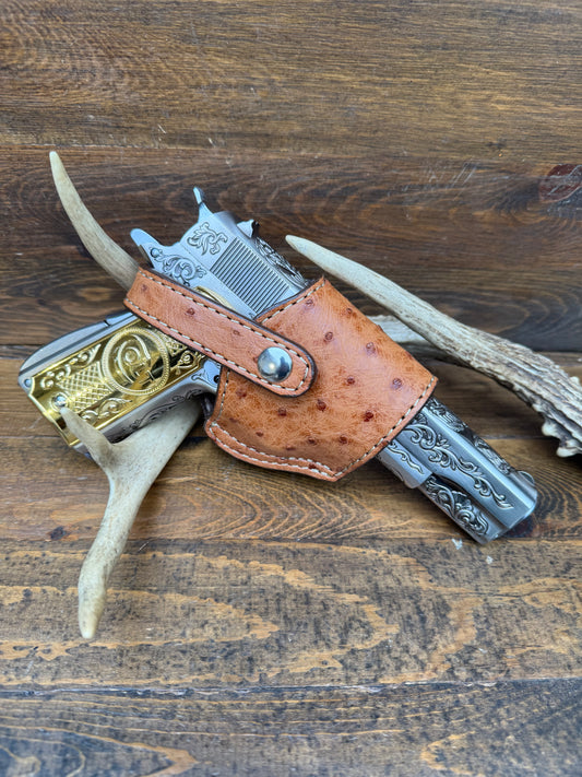Rustic Conac/chrome ostrich skin compact holster. (1911)