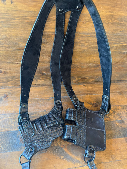 Black crocodile belly luxury shoulders strap Holsters. (1911) 2/mags