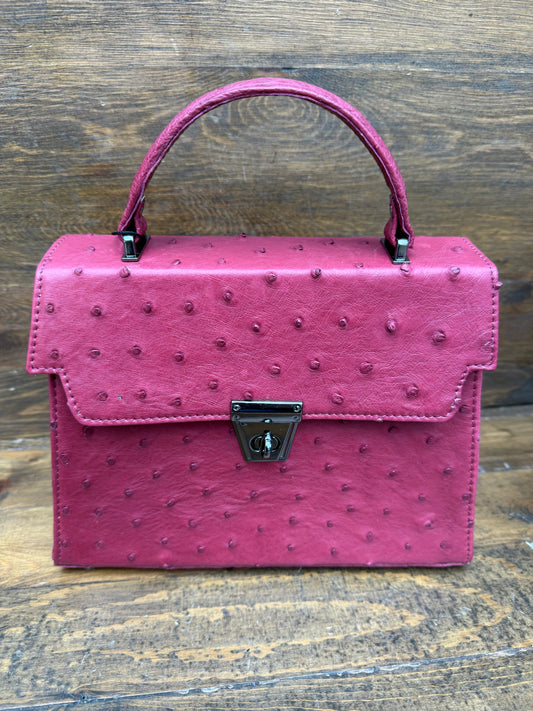 Burgandy ostrich skin handbag