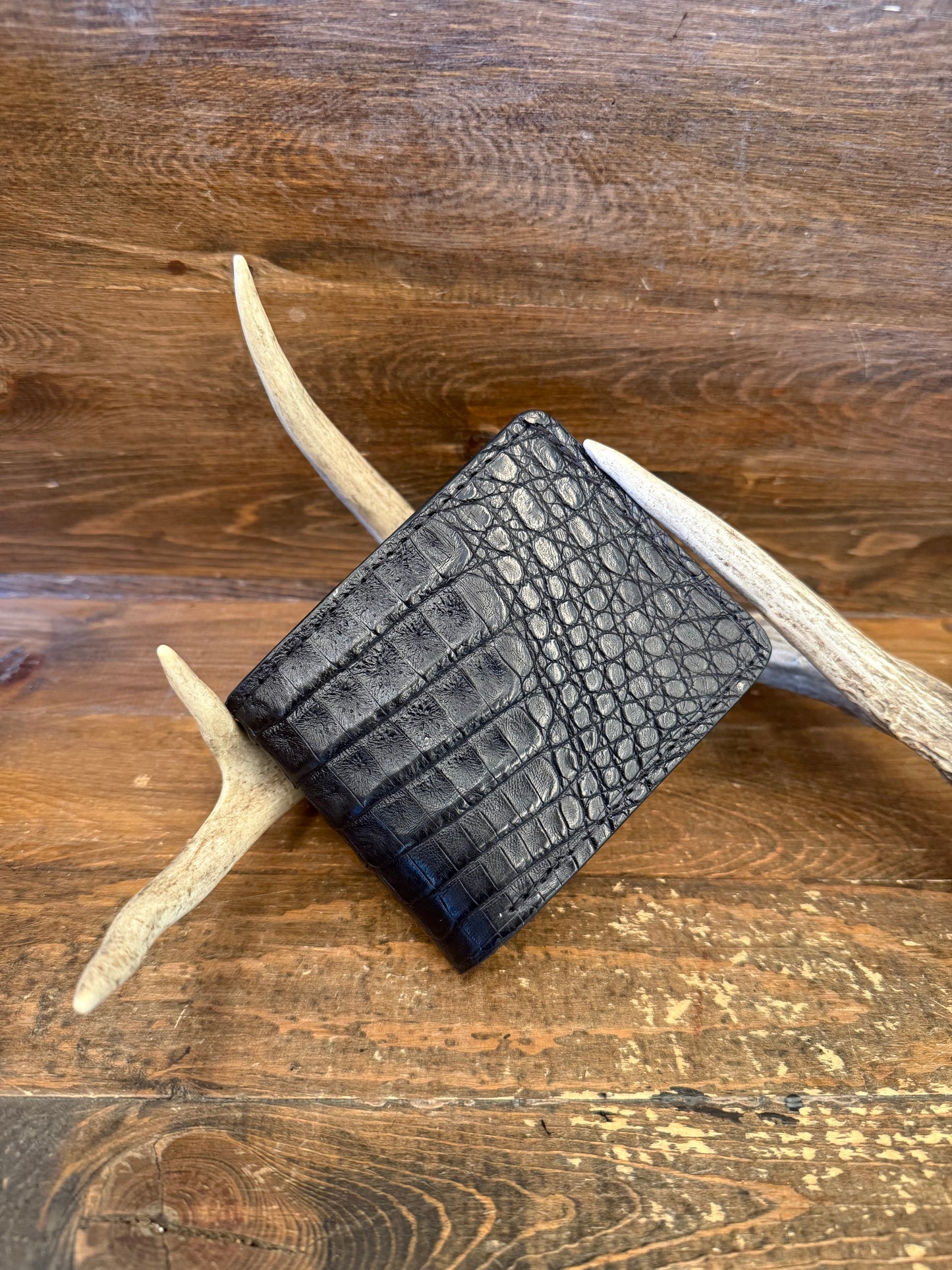 Black caiman/crocodile belly wallet