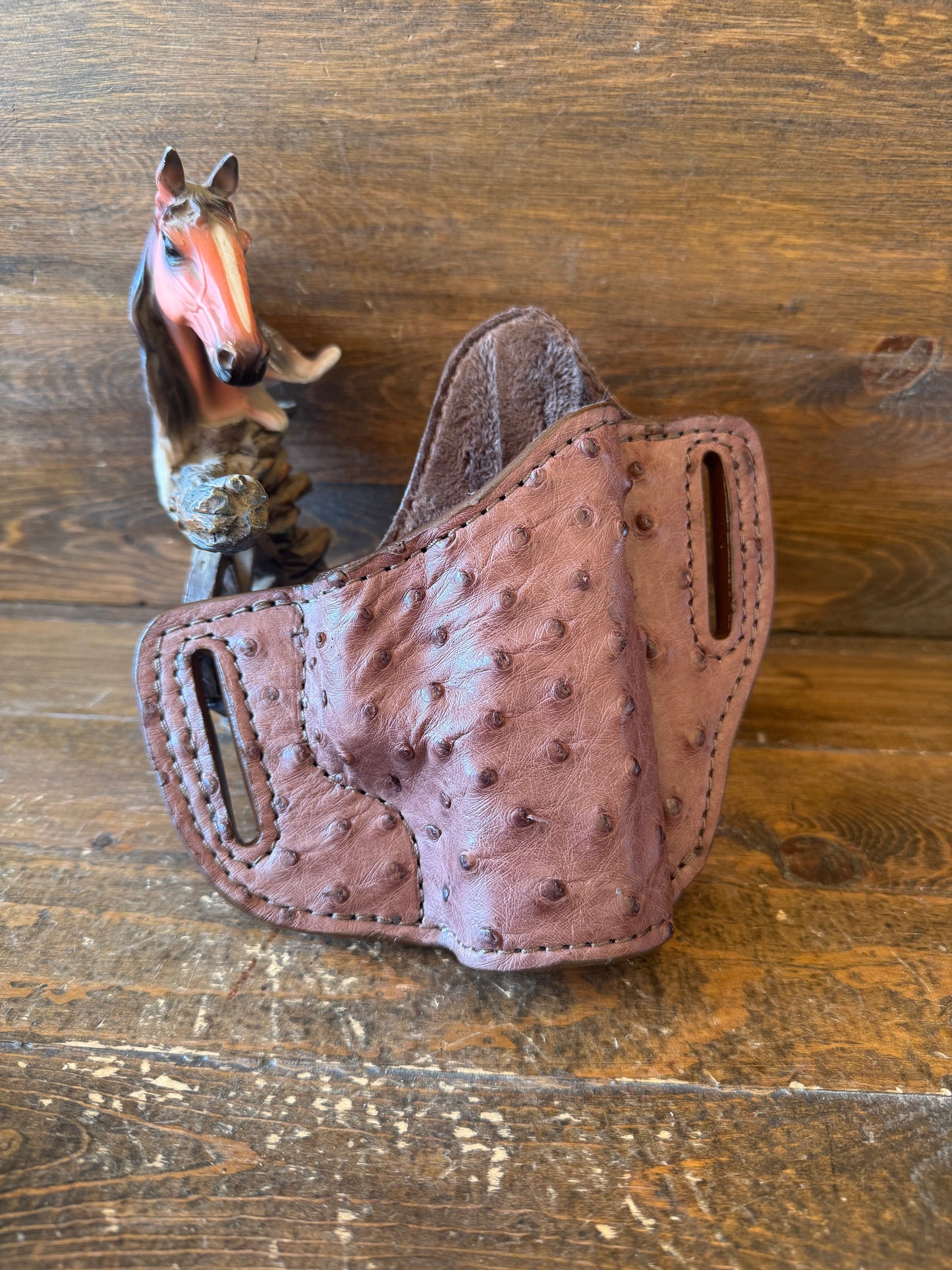 Rustic brown ostrich skin luxury holster ( Glock )