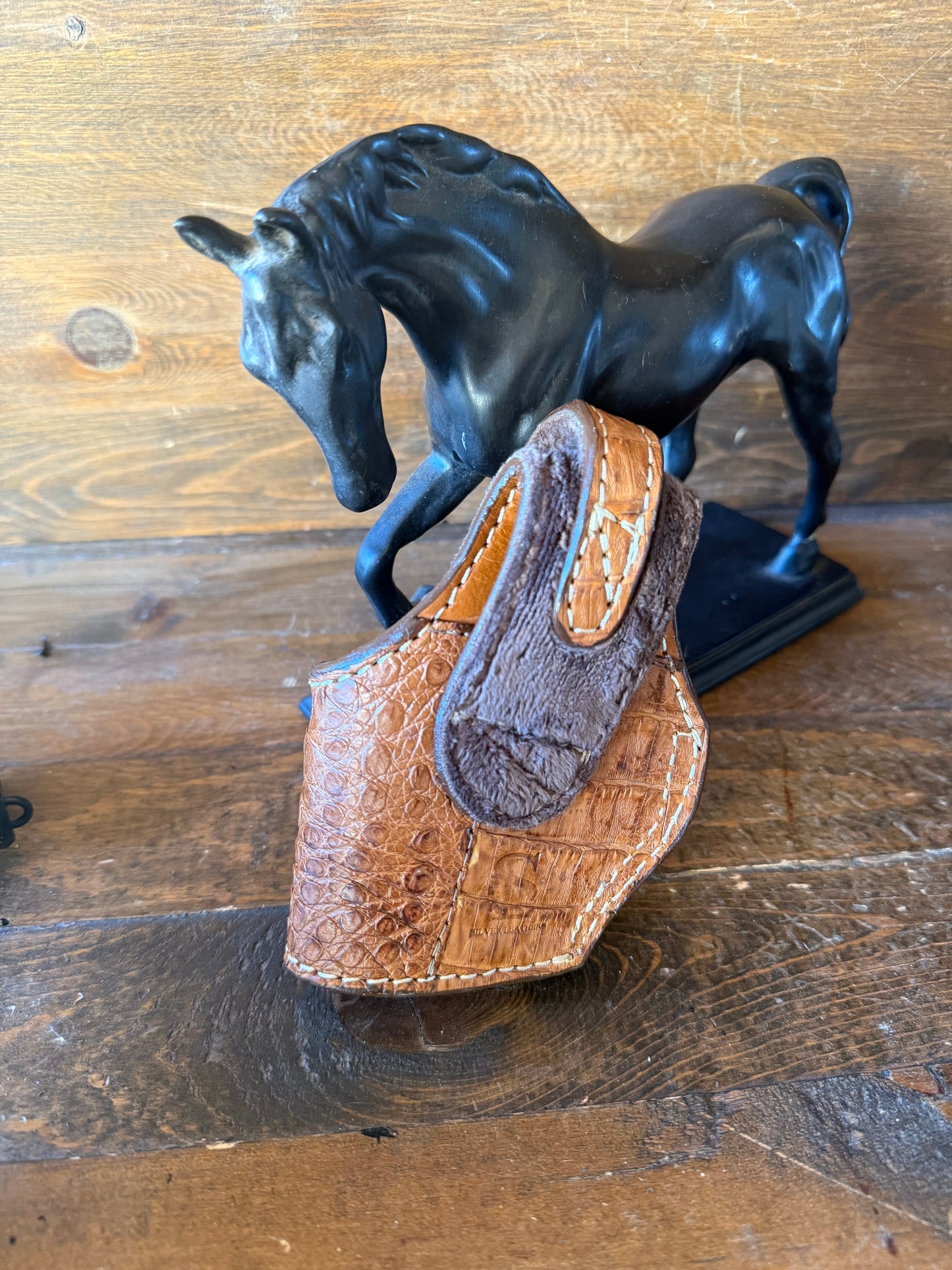 Honey/Chrome crocodile skin compact holster (1911)