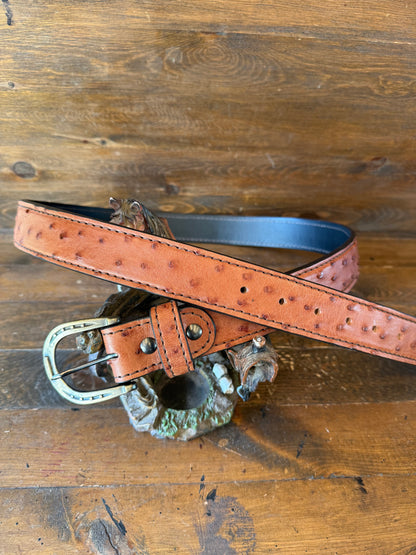 Gerbera ostrich skin full quails belt