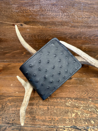 Black/res Ostrich skin wallet