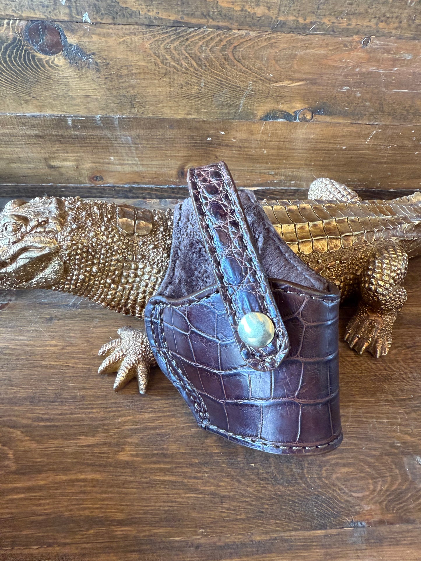 Brown alligator belly compact holster (1911)