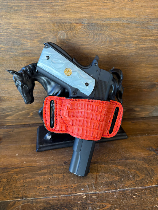 Red Crocodile Hornback skin bikini holster (1911)