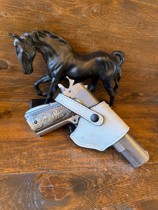 White/ Black ostrich skin compact holsters (1911)