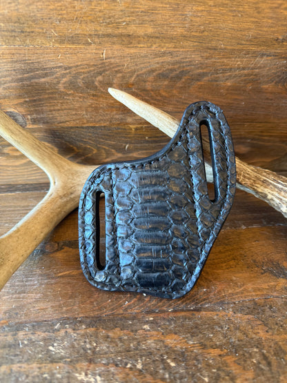 Matte black snake skin knife sheath