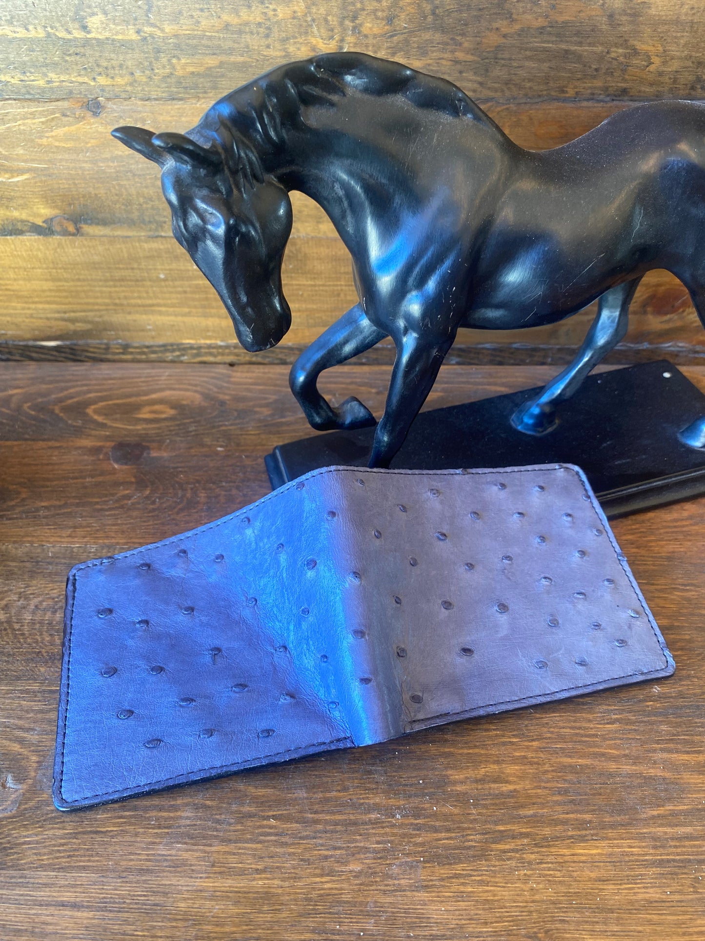 Light blue full ostrich wallet