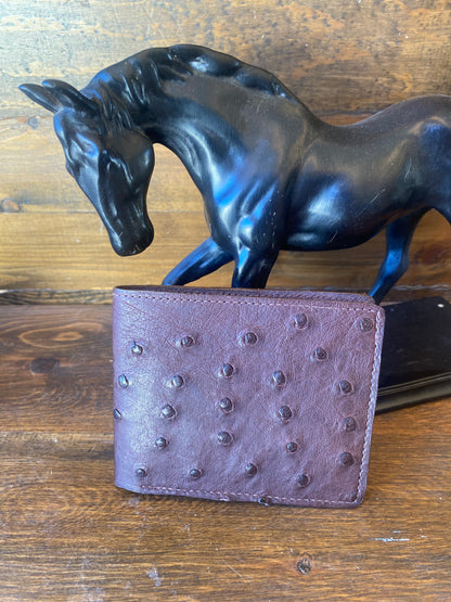 Dark brown full ostrich wallet