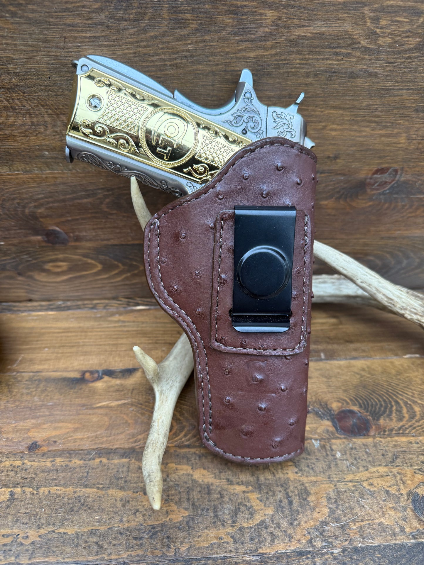 Dark brown ostrich skin IWB holster (1911)