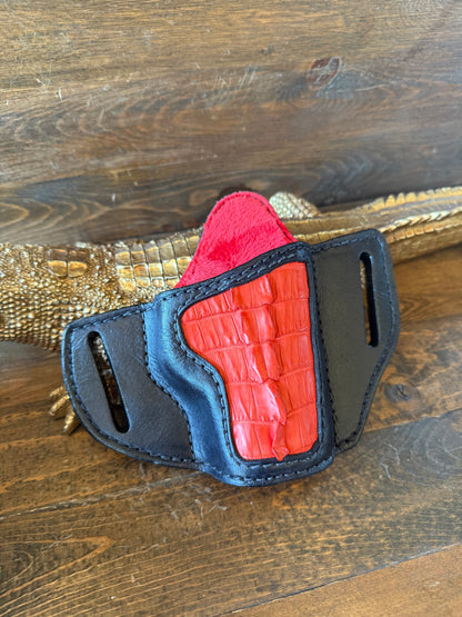 Red/black crocodile tail skin luxury holster (1911)