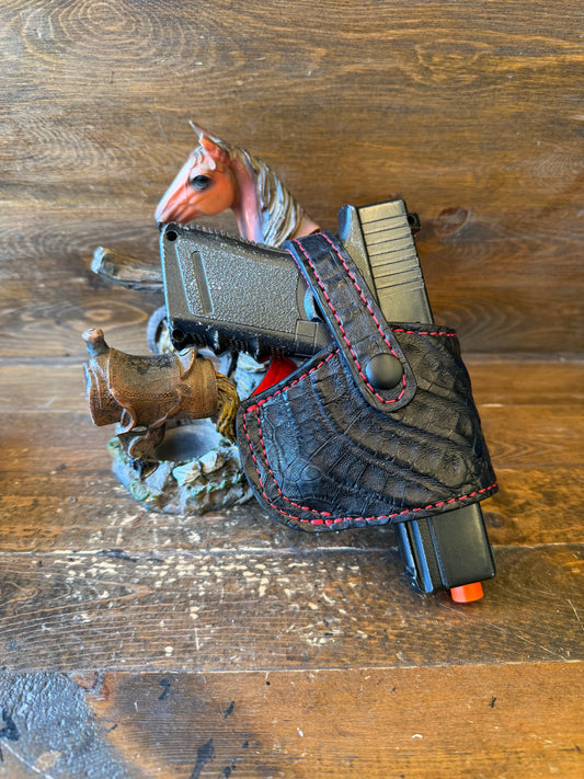 Black/red Crocodile belly skin compact holster ( Glock ) ( 5.7 )