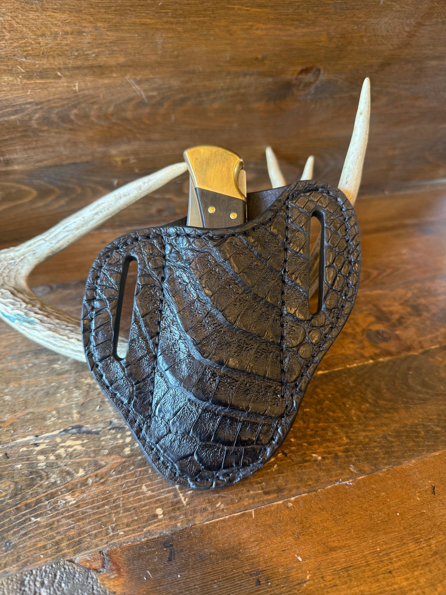 Black Big crocodile belly knife sheath