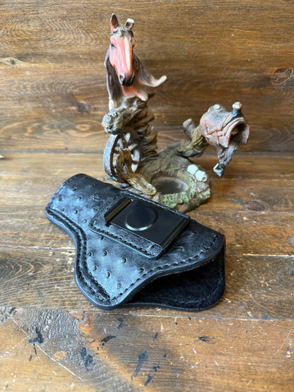 Black ostrich skin full IWB holster (1911 ) 5”. Left-handed