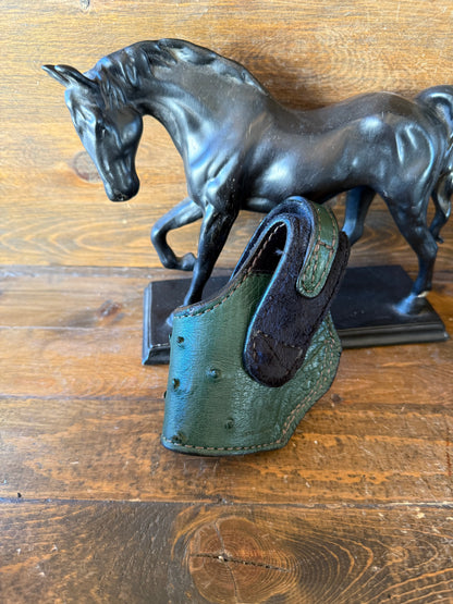Dark Green/chrome ostrich skin compact holster (1911)