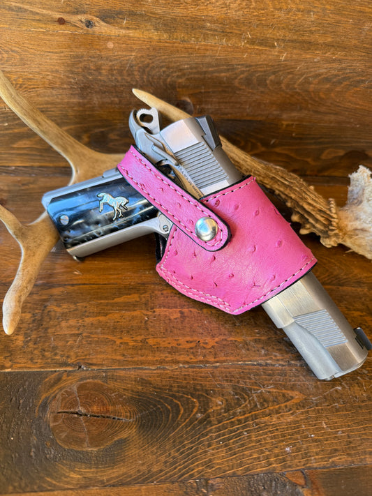 Pink ostrich skin. Compact holster (1911)