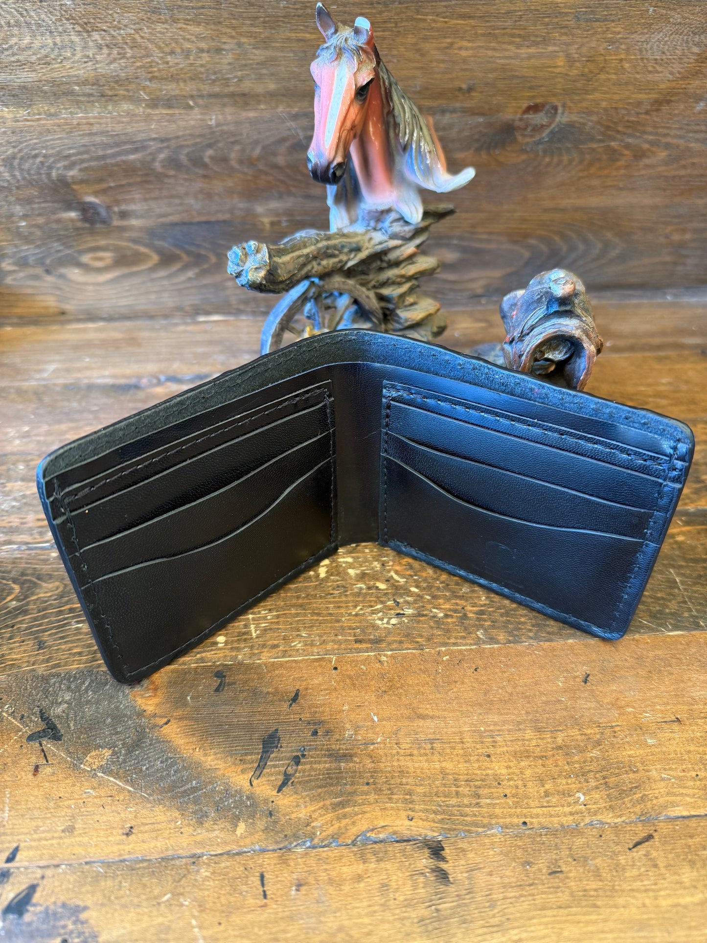 Black crocodile/caiman skin bifold wallet