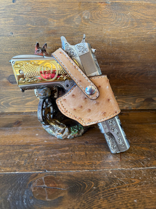 Honey/chrome ostrich skin compact holster (1911)