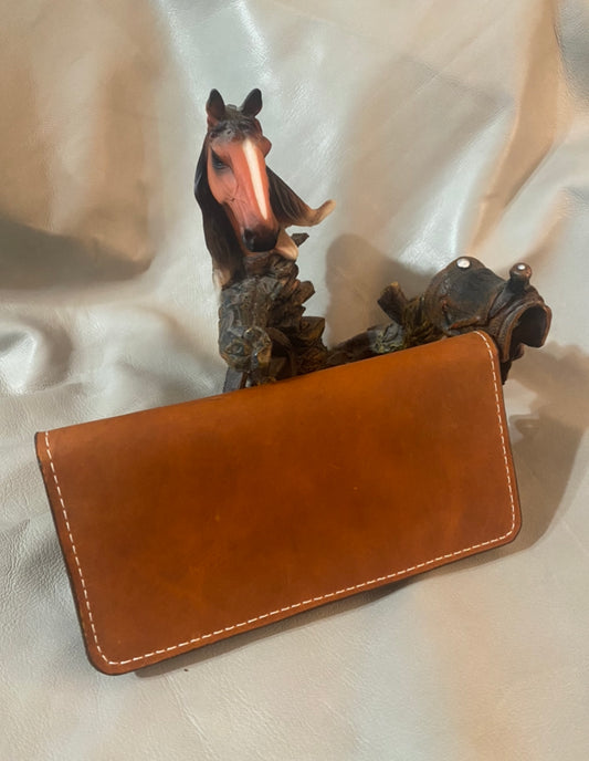 Tan Oil leather checkbook cover