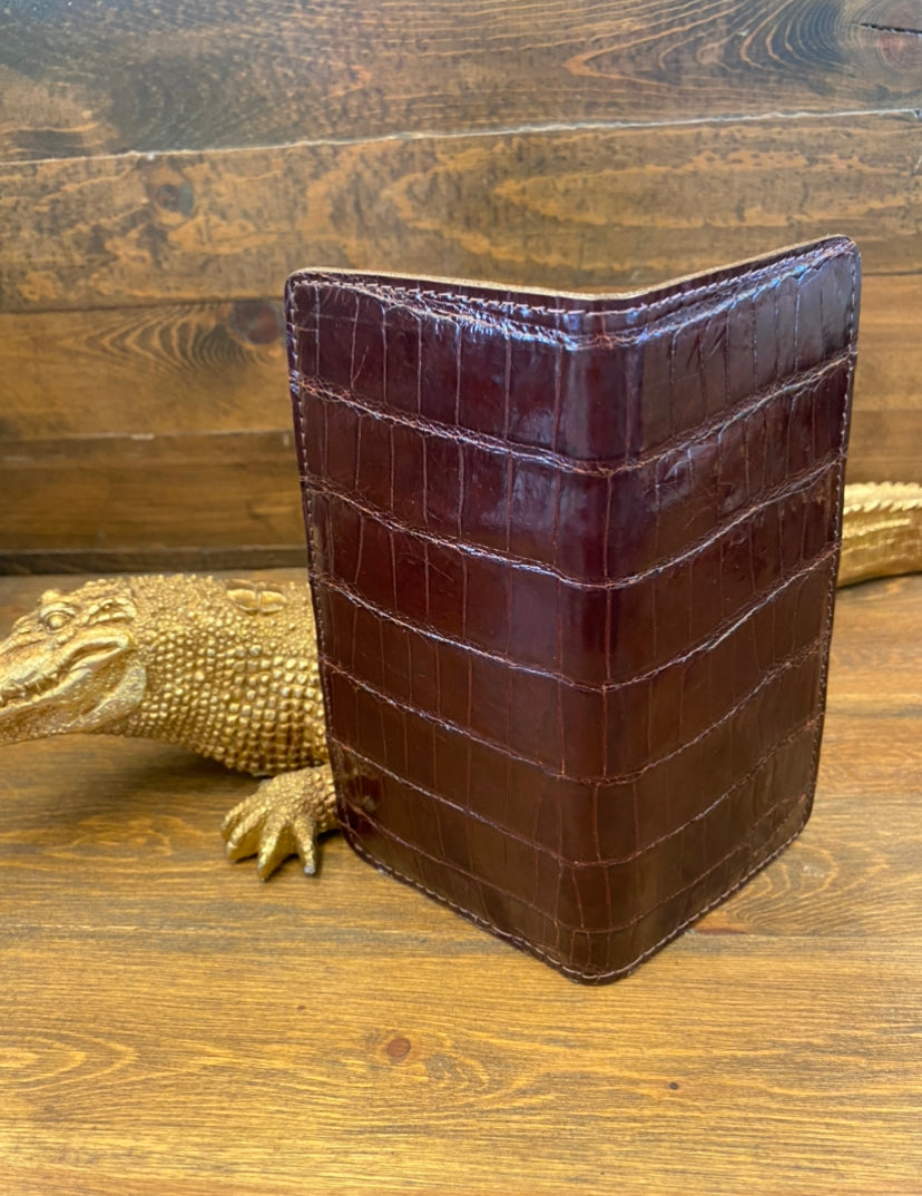 Alligator skin long wallet